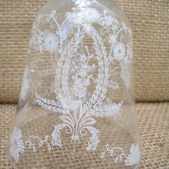 Vintage Viking Glass White Floral Design Bell - Picture 13 of 16